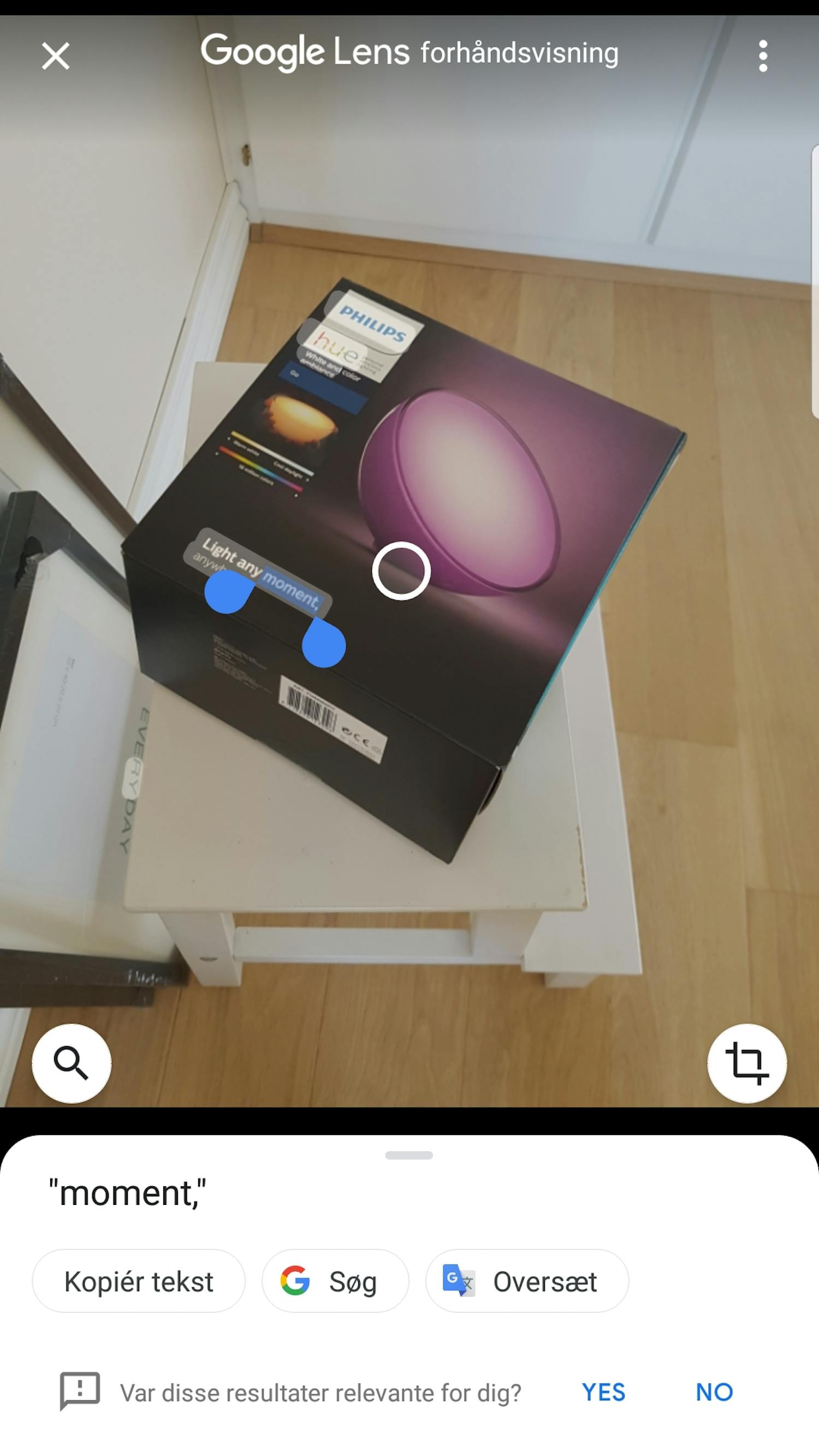 OCR i Google Foto Google Lens